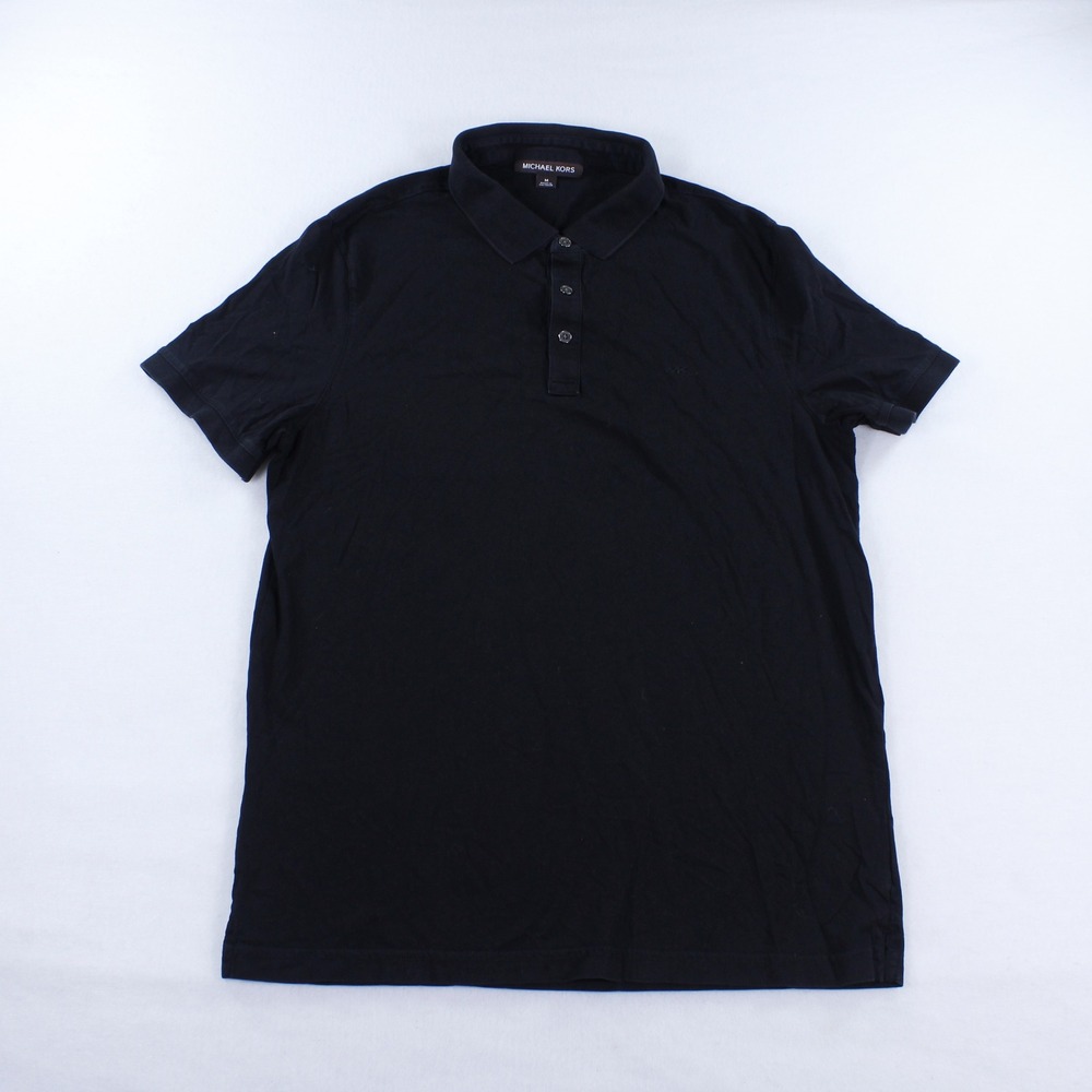 Michael Kors Men's Polo Shirt Size M Black Short Sleeve 100% Cotton Pique